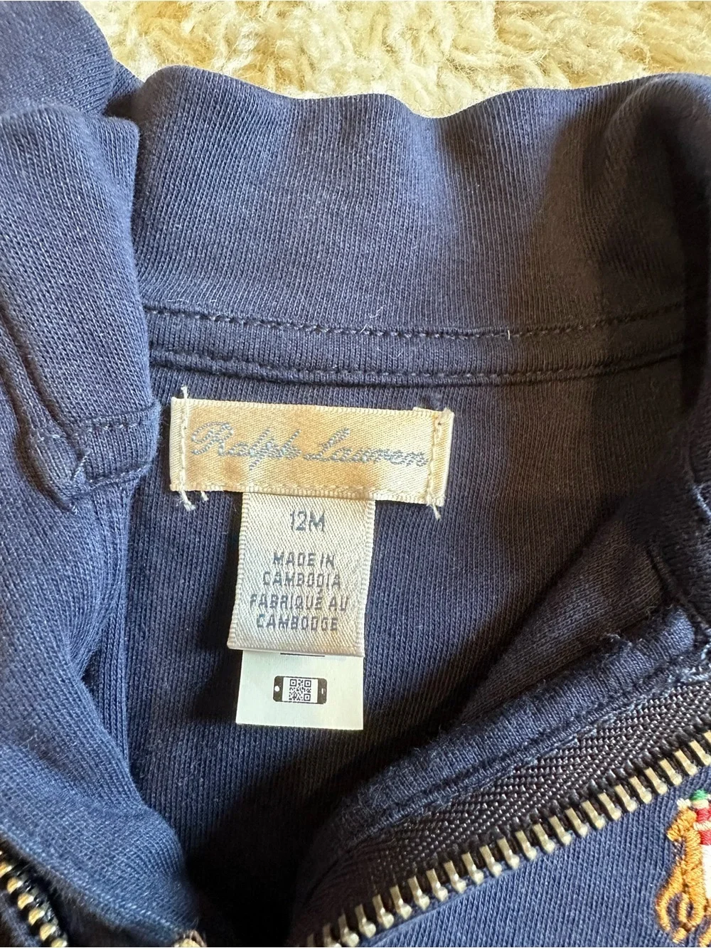 Ralph Lauren Navy Polo Half-Zip Pullover for Baby